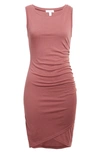Leith Ruched Body-con Sleeveless Dress In Burgundy Rose