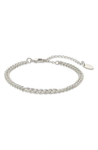 Sterling Forever Winslow Cz Chain Bracelet In Silver