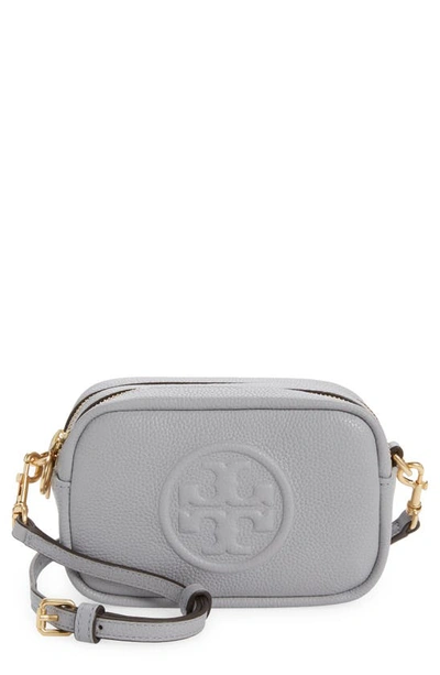 Tory Burch Perry Bombé Leather Cross-body Bag In Bay Grey