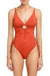 Robin Piccone Aubrey Keyhole One-piece Swimsuit In Persimmon
