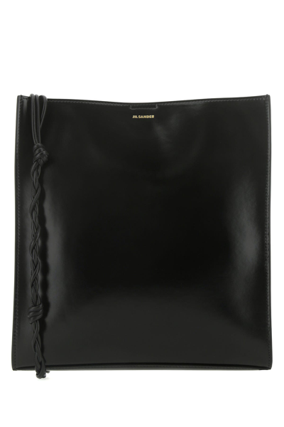 Jil Sander Tangle Leather Crossbody Bag In Black