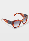 Ferragamo Gancini 51mm Gradient Modified Rectangular Sunglasses In Red Tortoise