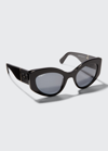 Ferragamo Gancio Acetate Cat-eye Sunglasses In Black/gray