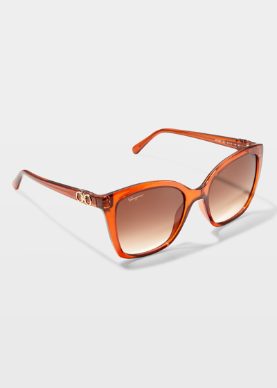 FERRAGAMO GANCINI SQUARE INJECTION PLASTIC SUNGLASSES