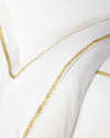 Roberto Cavalli New Gold Plain King Fitted Sheet, White In Multi
