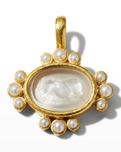 Elizabeth Locke Yellow Gold Leo Pendant With Freshwater Pearls