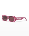 Dior Book Tote Logo Rectangle Acetate Sunglasses In Pink /other / Bor