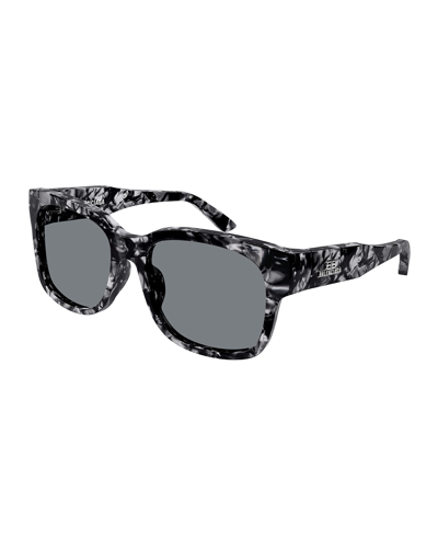 Balenciaga Rectangle Printed Acetate Sunglasses In Pearled Grey