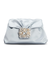 Roger Vivier Mini Bouquet Pearly Strass Drape Clutch Bag In Lt Blue