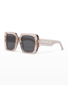 Dior Logo Square Acetate Sunglasses In Shiny Pink / Smok