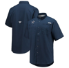 Columbia Navy Dallas Cowboys Tamiami Omni-shade Button-down Short Sleeve Shirt In Navy