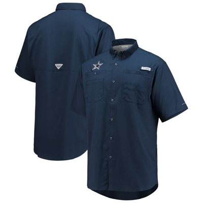 Columbia Navy Dallas Cowboys Tamiami Omni-shade Button-down Short Sleeve Shirt