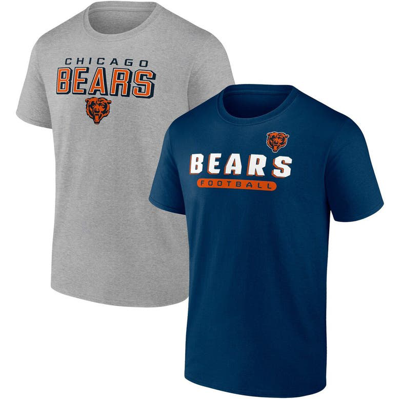 Fanatics Men's  Navy And Heathered Gray Chicago Bears Parent T-shirt Combo Pack In Navy,heathered Gray