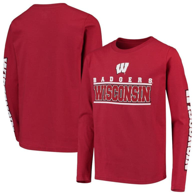 Outerstuff Kids' Youth Red Wisconsin Badgers Transition Two-hit Long Sleeve T-shirt