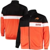 Profile Men's Black, Orange Phoenix Suns Big And Tall Pieced Body Full-zip Track Jacket In Black