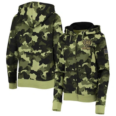 NEW ERA NEW ERA GREEN CHICAGO CUBS 2022 MLB ARMED FORCES DAY CAMO FULL-ZIP HOODIE