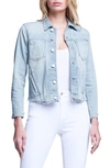 L Agence Janelle Raw Cut Slim Denim Jacket In Indigo