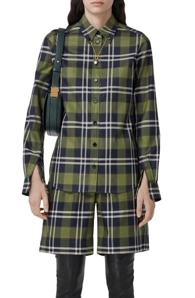 Burberry Anette Check Cotton Button-down Shirt In Green