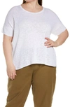 Eileen Fisher Short Sleeve Organic Linen & Organic Cotton Sweater In White