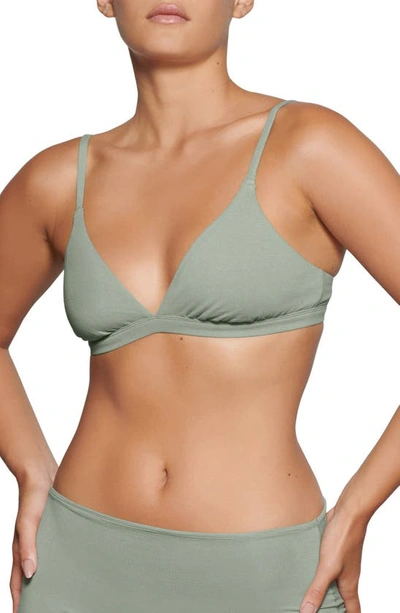 Skims Stretch Cotton Triangle Bralette In Mineral