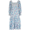 Loveshackfancy Miri Midi Dress In White And Blue