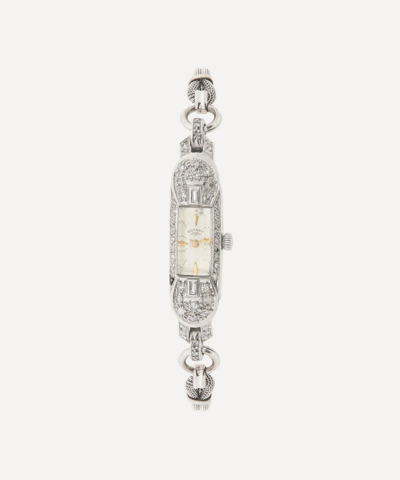 Designer Vintage 1950s Rotary 9ct White Gold And Diamond Watch