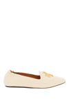 Tory Burch Eleanor Leather Medallion Loafers In Beige