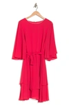 Marina Chiffon Flutter Sleeve Dress In Cherry