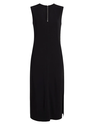 Another Tomorrow Sleeveless V-neck Midi-dress In Black