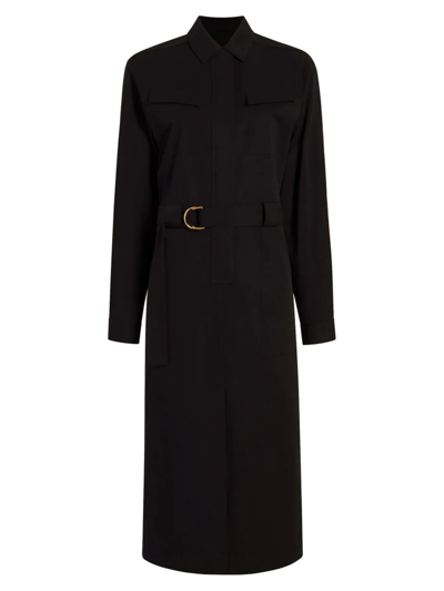 Another Tomorrow Belted Utility Midi-dress In Black