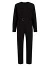 Another Tomorrow Belted Straight-leg Jumpsuit In Black
