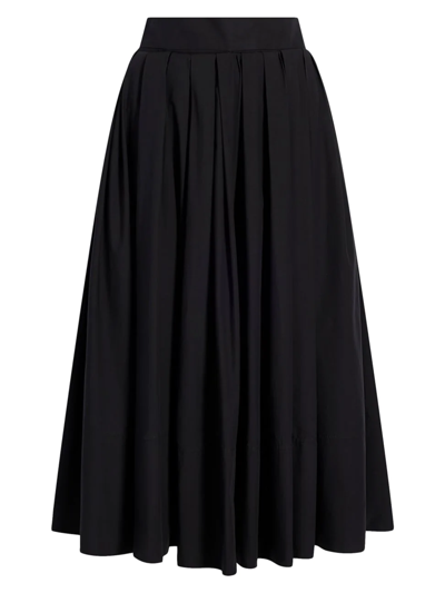Another Tomorrow Gathered Circle Skirt In Black