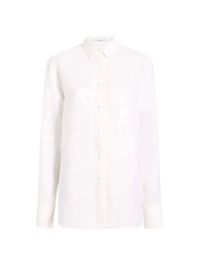Another Tomorrow Linen Oversized Shirt In White