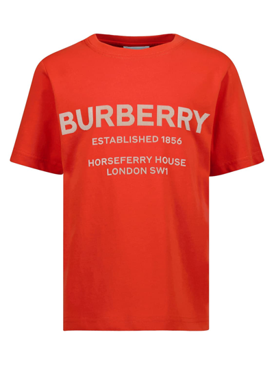 Burberry Kids Orange Horseferry T-shirt In Red