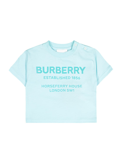 Burberry Babies' Horseferry针织t恤 In Turquoise