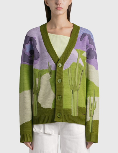 House Of Sunny Clint Oversized Cardigan Multi In Green