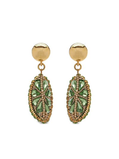 Oscar De La Renta Crystal-pendant Clip-on Earrings In Gold
