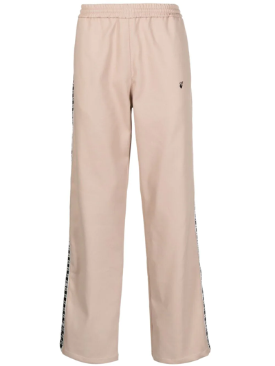 Off-white Flared Logo-embroidered Track Pants In Brown