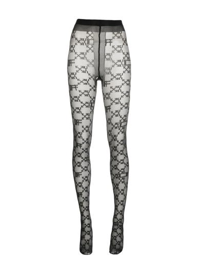 Off-white Monogram Pattern Tights In Black Black