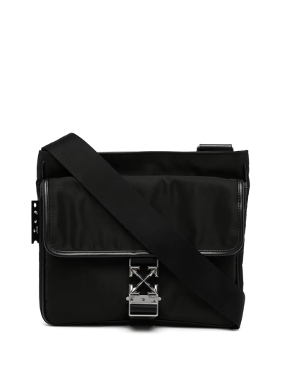 Off-white Arrow Nylon Canvas Crossbody Bag In Black