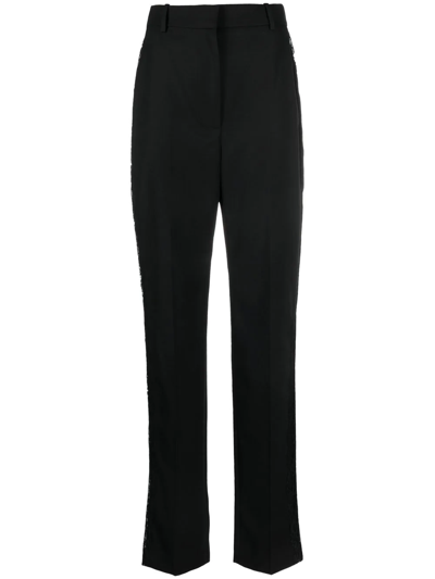 Alexander Mcqueen Lace-panel Tailored-cut Trousers In Black