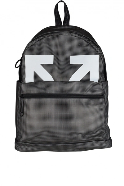 Off-white Luxury Backpack   Off White Gray Backpack With Iconic Arrows On The Front. In Grey