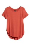 Halogen Shirttail Hem T-shirt In Rust Spice