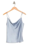 Renee C Satin Cowl Neck Camisole In Steel Blue