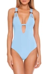 Becca Color Code Plunge One-piece Swimsuit In Powder Blue