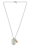 ALLSAINTS TWO-TONE HAMMERED DOG TAG NECKLACE