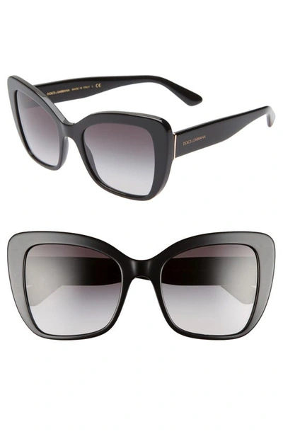 Dolce & Gabbana 54mm Gradient Butterfly Sunglasses In Black/ Black Gradient