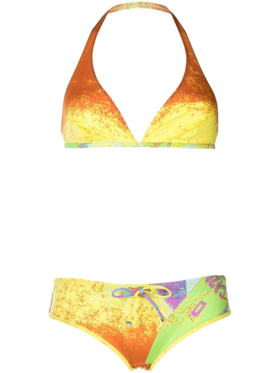 Prada Graphic-print Bikini Set In Yellow