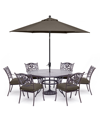 AGIO CHATEAU OUTDOOR ALUMINUM 7-PC. SET (60" ROUND DINING TABLE & 6 DINING CHAIRS) WITH OUTDOOR CUSHIONS,