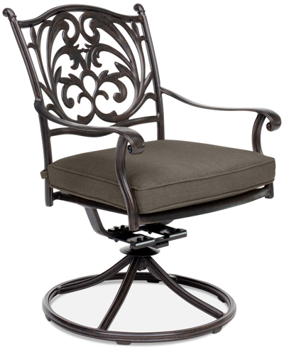Agio Chateau Aluminum Outdoor Dining Swivel Rocker With Outdoor Cushion, Created For Macy's In Outdura Storm Steel